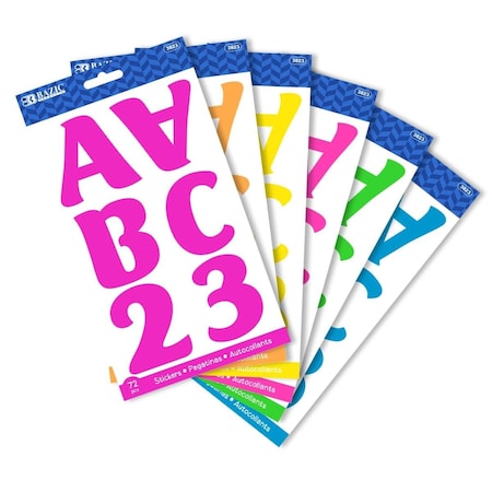 Bazic Products 2 in. Fluorescent Color Alphabet Stickers; 10 Sheets - Case of 24 3823